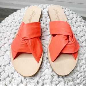 Free People Rio Vista Slide Sandals Neon Coral 10